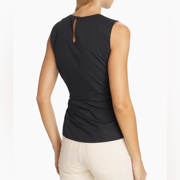 Veronica Beard Bisa Twisted Stretch Cotton Poplin Top Black Sleeveless Sz 8 248$ - Picture 4 of 10